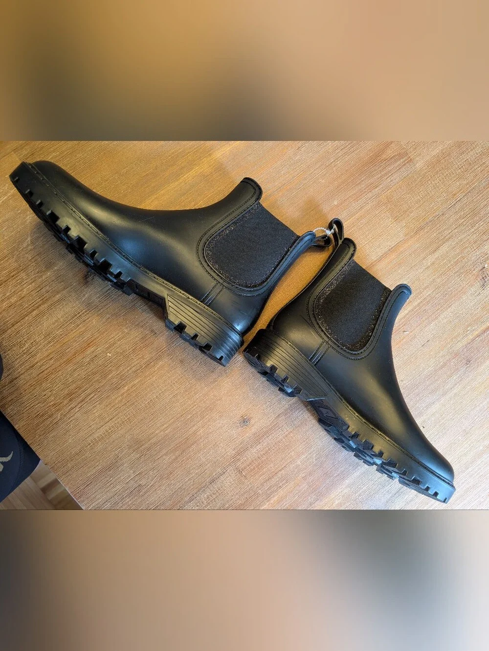 Verbenas Gaudi Black Rubber Chelsea Rain Boots w/ Glitter- Size EU 38 / US 7.